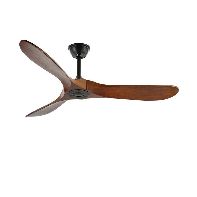 Walnut and Black Propeller Blade Ceiling Fan Light with Remote Control
