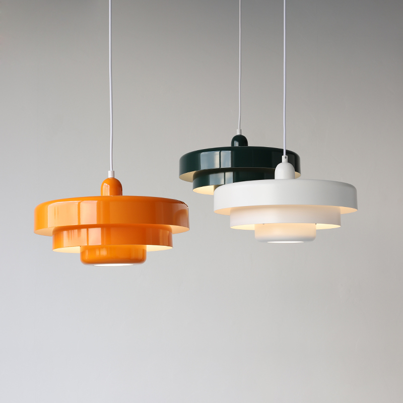 Mid-Century Metal Dining Room Pendant Light with Layered Disc Shade