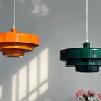 Mid-Century Metal Dining Room Pendant Light with Layered Disc Shade