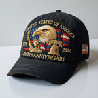 Patriotic Baseball Cap Embroidered Eagle and Flag Anniversary Veterans Hat Adjustable Strap Cotton Blend Dad Hat for Men
