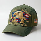 Patriotic Baseball Cap Embroidered Eagle and Flag Anniversary Veterans Hat Adjustable Strap Cotton Blend Dad Hat for Men