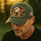 Patriotic Baseball Cap Embroidered Eagle and Flag Anniversary Veterans Hat Adjustable Strap Cotton Blend Dad Hat for Men