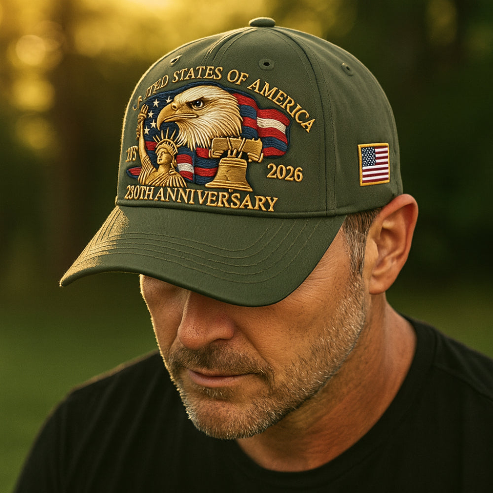 Patriotic Baseball Cap Embroidered Eagle and Flag Anniversary Veterans Hat Adjustable Strap Cotton Blend Dad Hat for Men