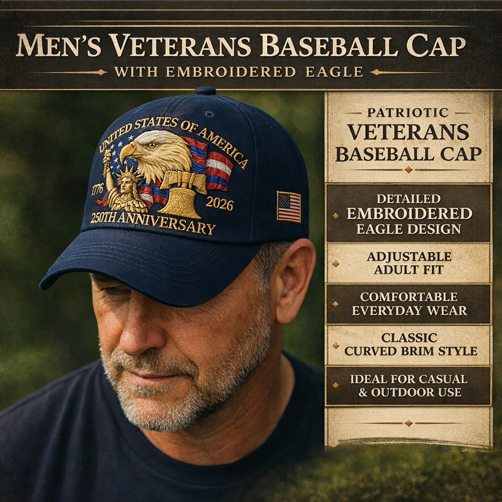 Patriotic Baseball Cap Embroidered Eagle and Flag Anniversary Veterans Hat Adjustable Strap Cotton Blend Dad Hat for Men
