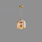 Vintage Glass Pendant Light for Dining Room with Dimmable LED Light