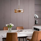 Vintage Glass Pendant Light for Dining Room with Dimmable LED Light