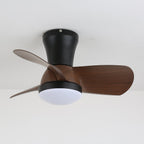 Modern Flush Mount 3-Blade Ceiling Fan Light with Wooden Blades