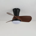 Modern Flush Mount 3-Blade Ceiling Fan Light with Wooden Blades