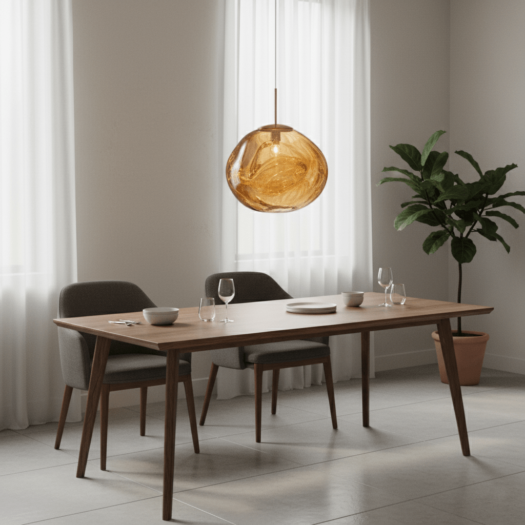 Modern Lava Crackle Glass Globe Pendant Light