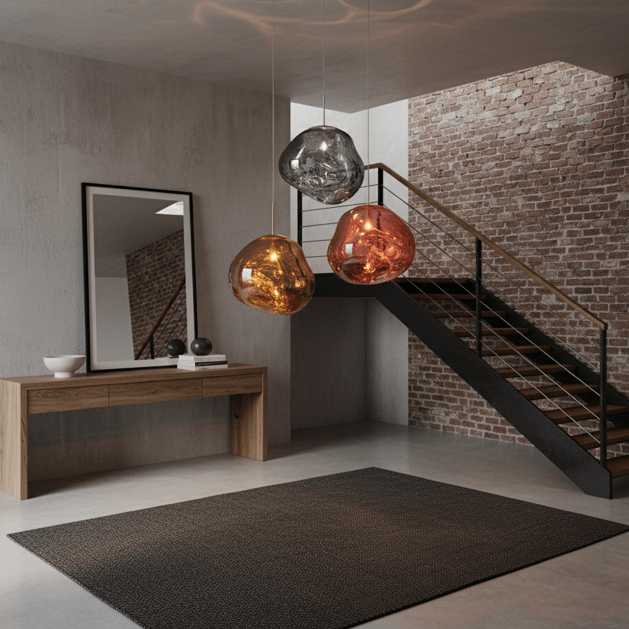 Modern Lava Crackle Glass Globe Pendant Light