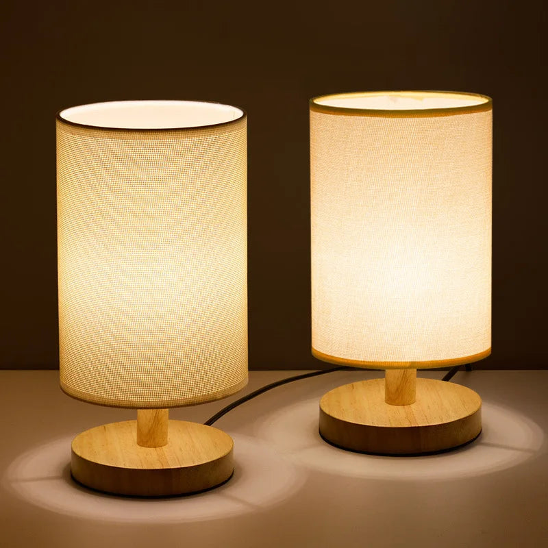 Modern Wood Table Lamp With Linen Shade — Harbor Light Co.