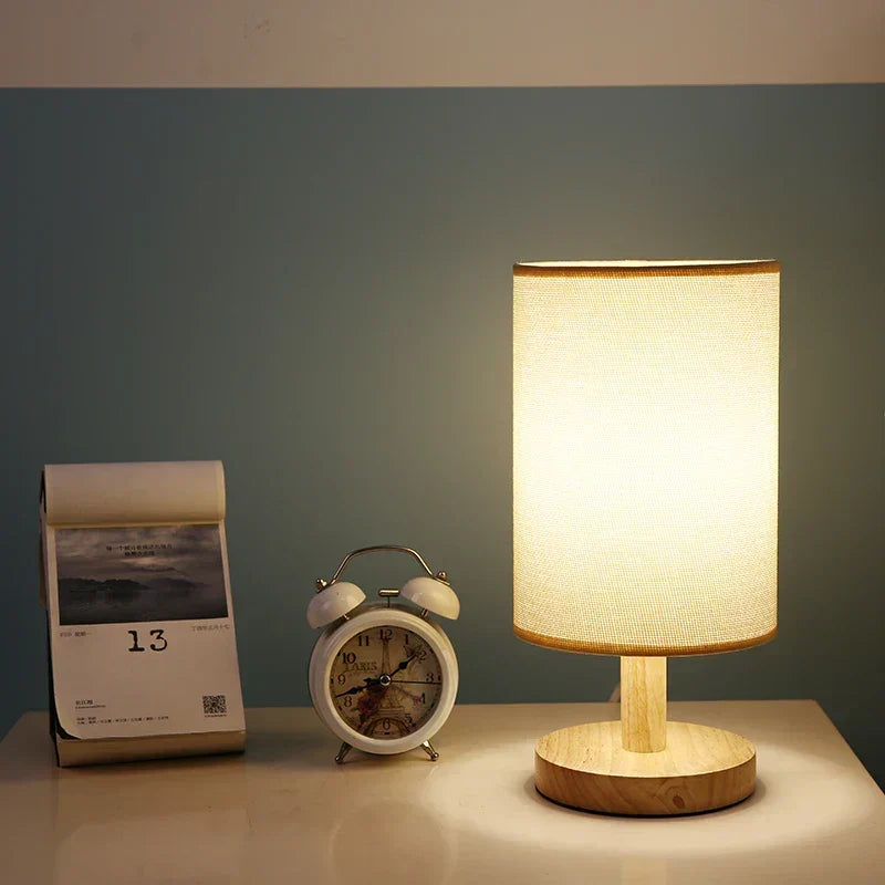 Modern Wood Table Lamp With Linen Shade — Harbor Light Co.