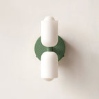 Vintage 2-Light Glass Wall Sconce with Round Backplate