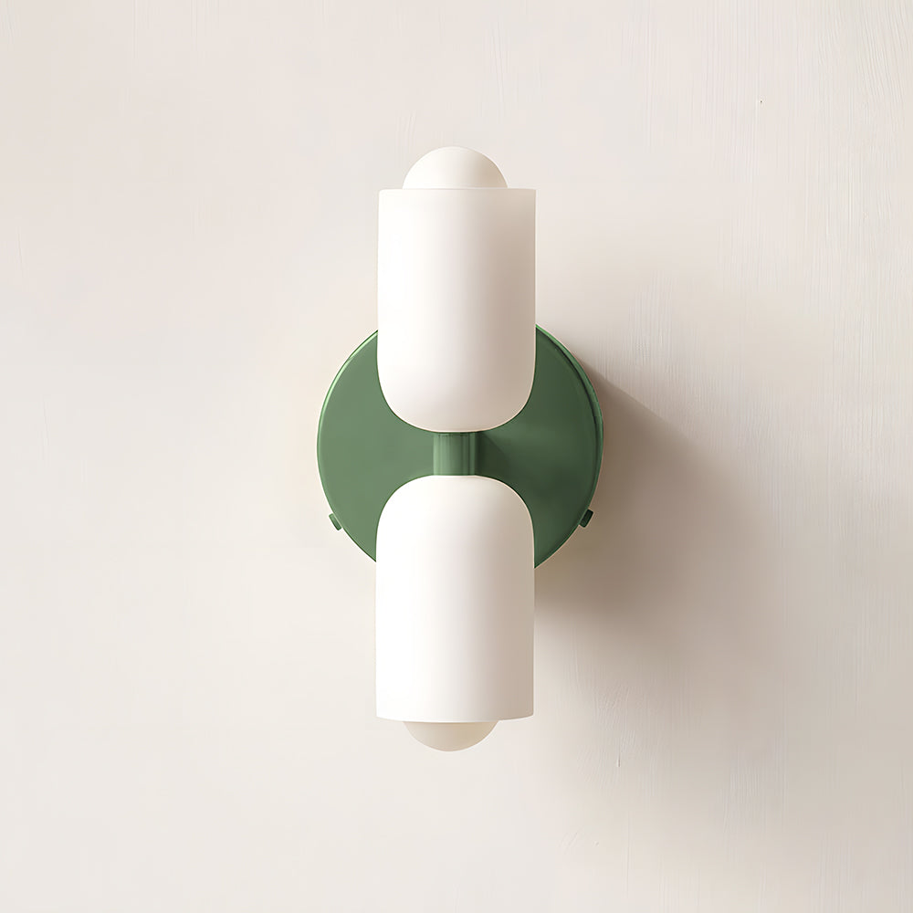 Vintage 2-Light Glass Wall Sconce with Round Backplate