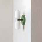 Vintage 2-Light Glass Wall Sconce with Round Backplate
