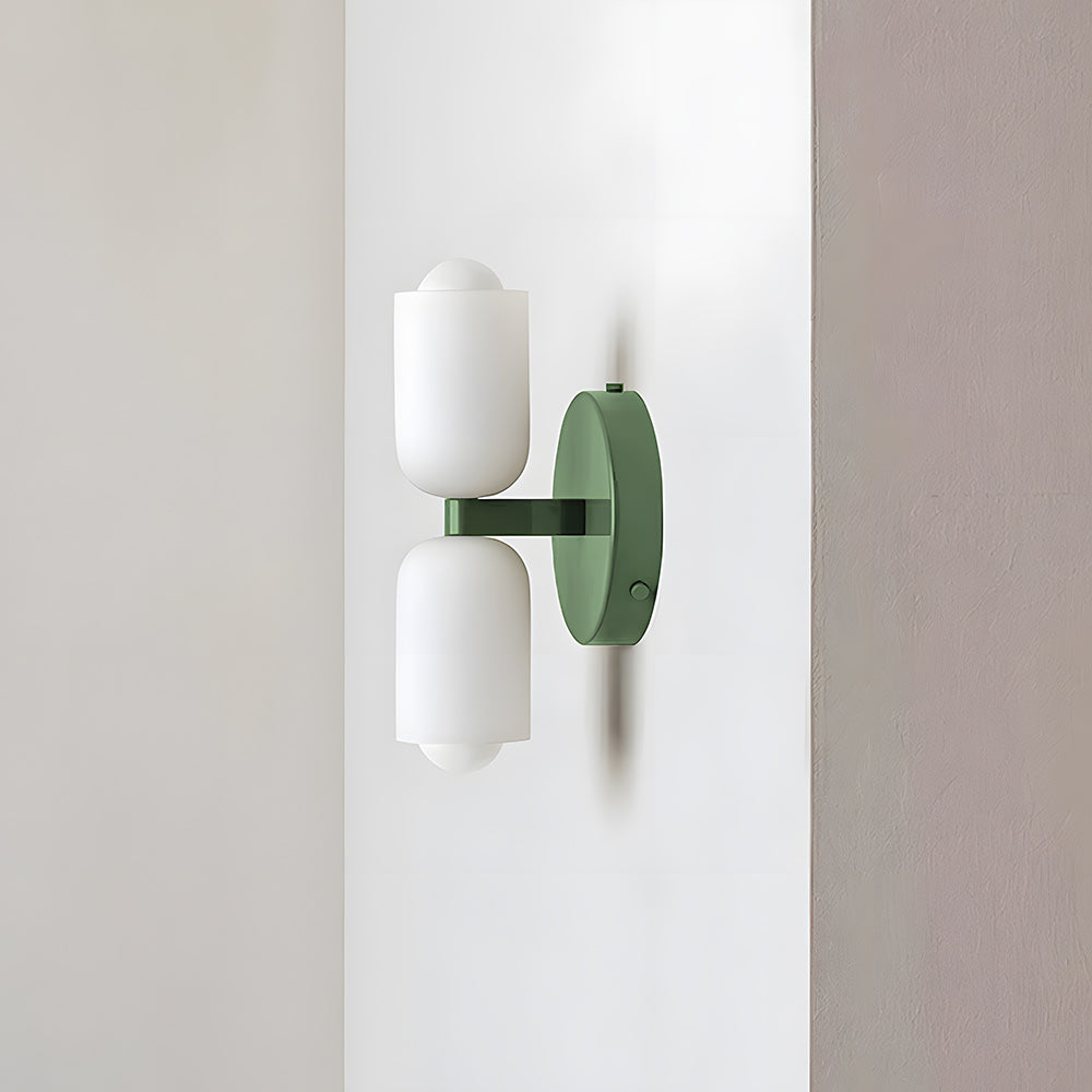 Vintage 2-Light Glass Wall Sconce with Round Backplate