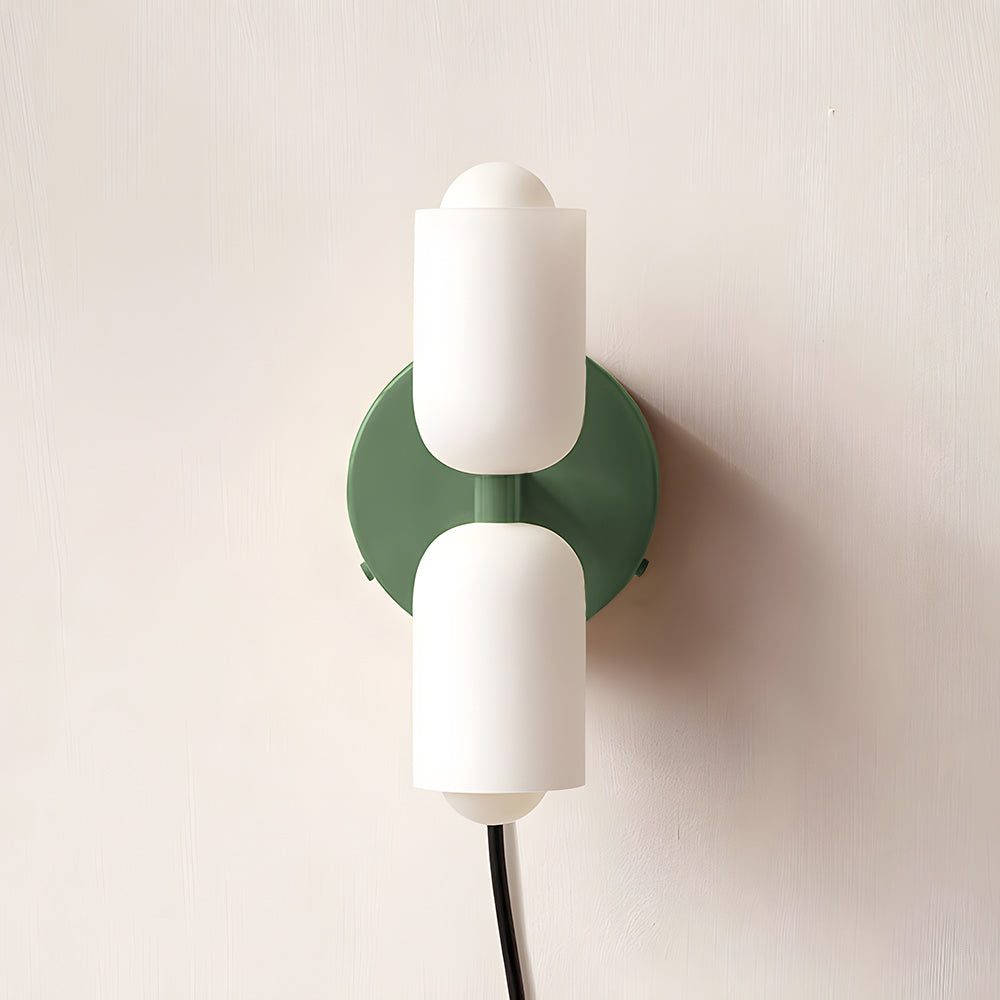 Vintage 2-Light Glass Wall Sconce with Round Backplate