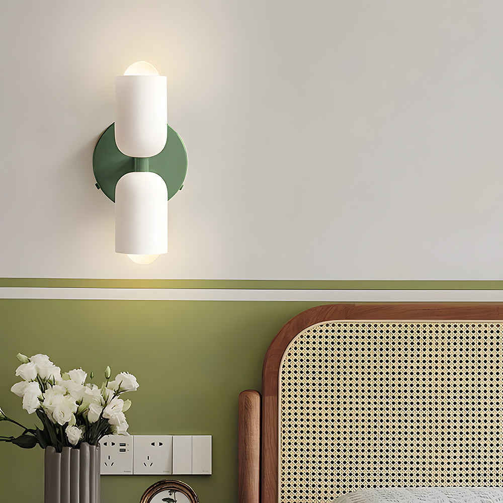 Vintage 2-Light Glass Wall Sconce with Round Backplate