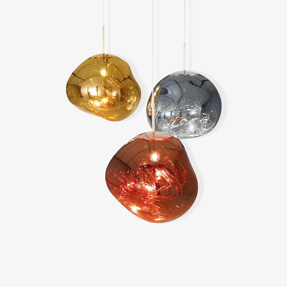 Modern Lava Crackle Glass Globe Pendant Light