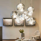 Modern Lava Crackle Glass Globe Pendant Light