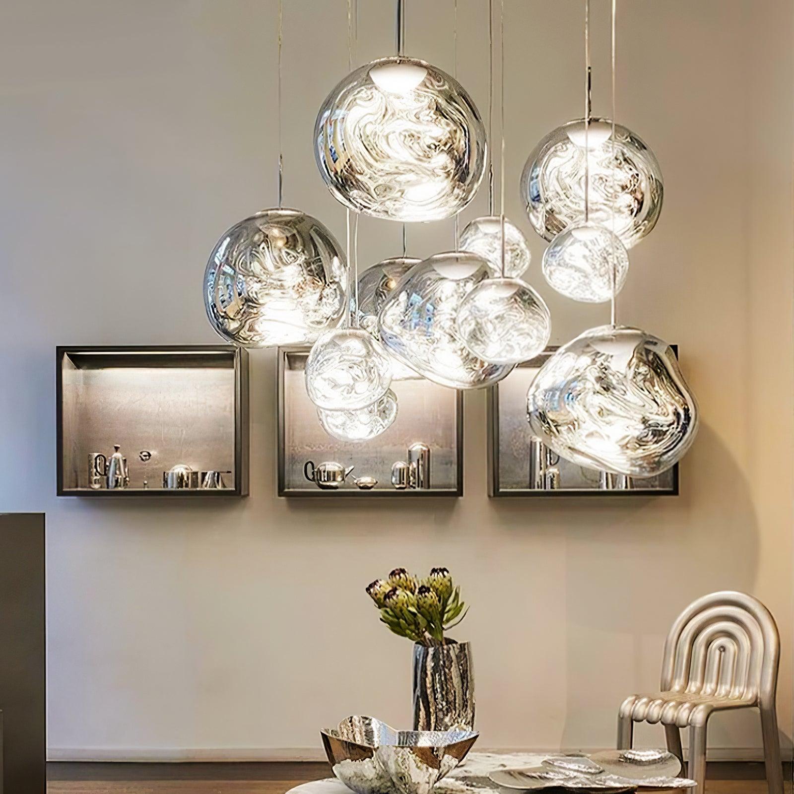 Modern Lava Crackle Glass Globe Pendant Light
