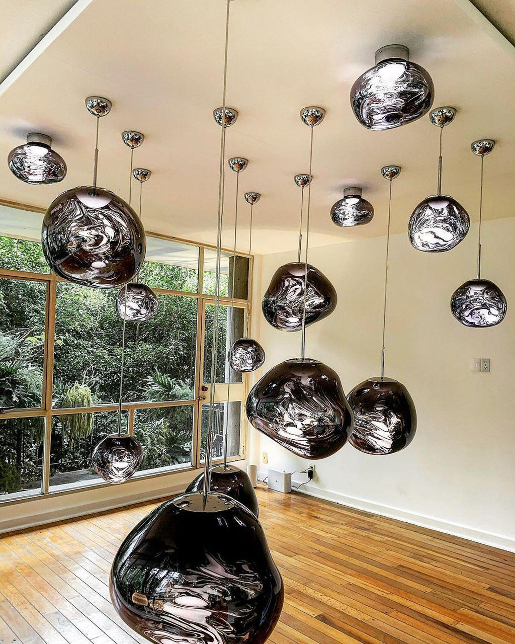 Modern Lava Crackle Glass Globe Pendant Light