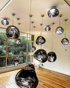 Modern Lava Crackle Glass Globe Pendant Light