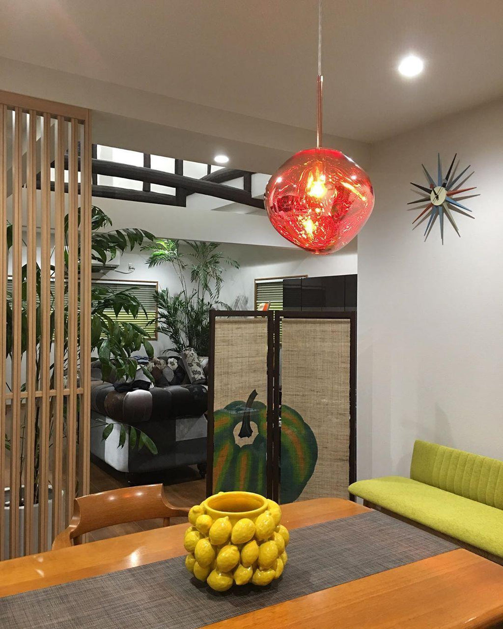 Modern Lava Crackle Glass Globe Pendant Light