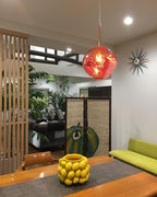 Modern Lava Crackle Glass Globe Pendant Light