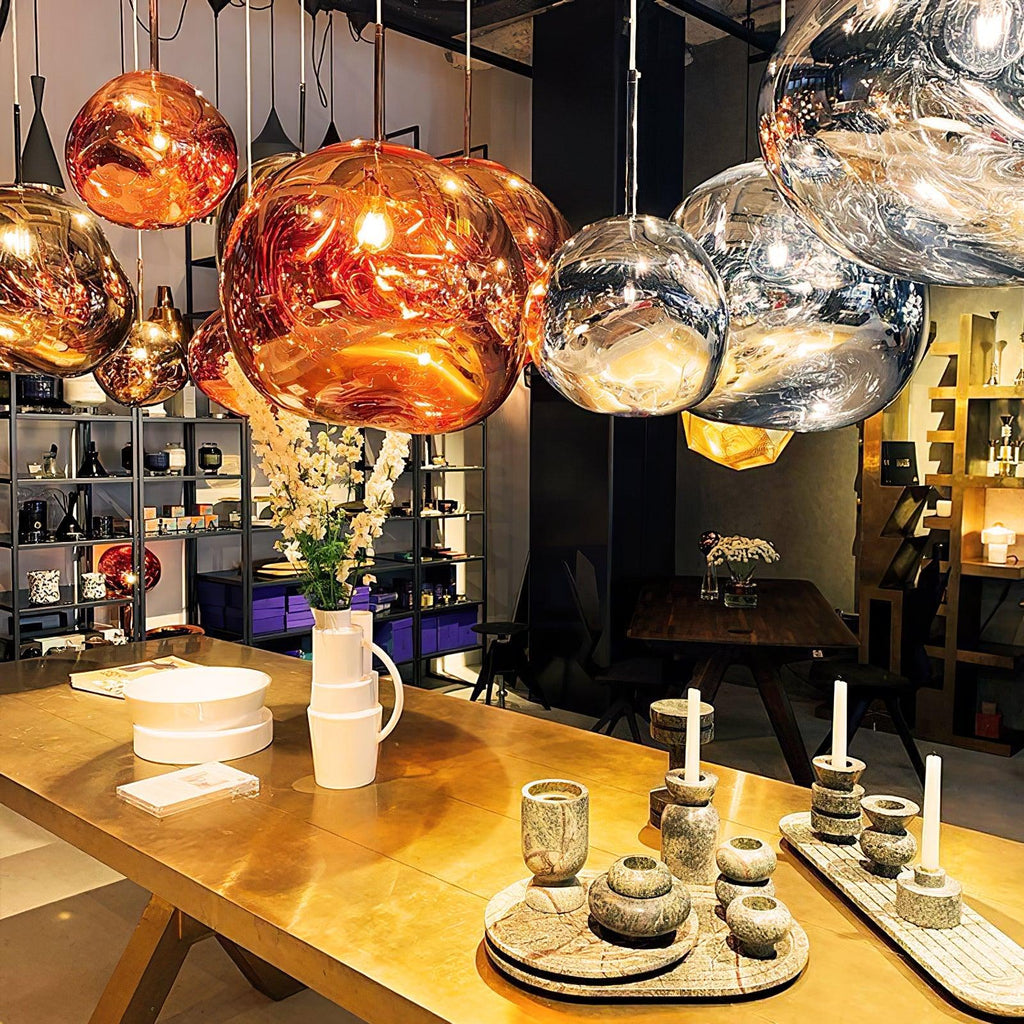 Modern Lava Crackle Glass Globe Pendant Light