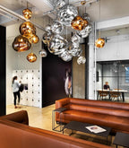 Modern Lava Crackle Glass Globe Pendant Light