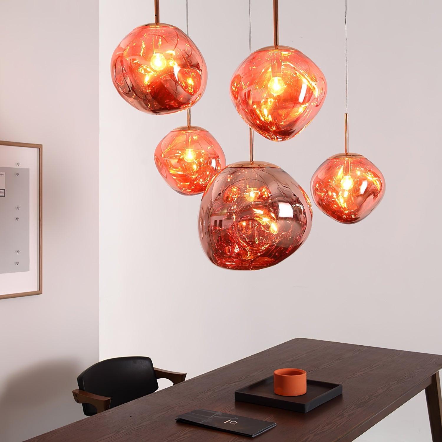 Modern Lava Crackle Glass Globe Pendant Light