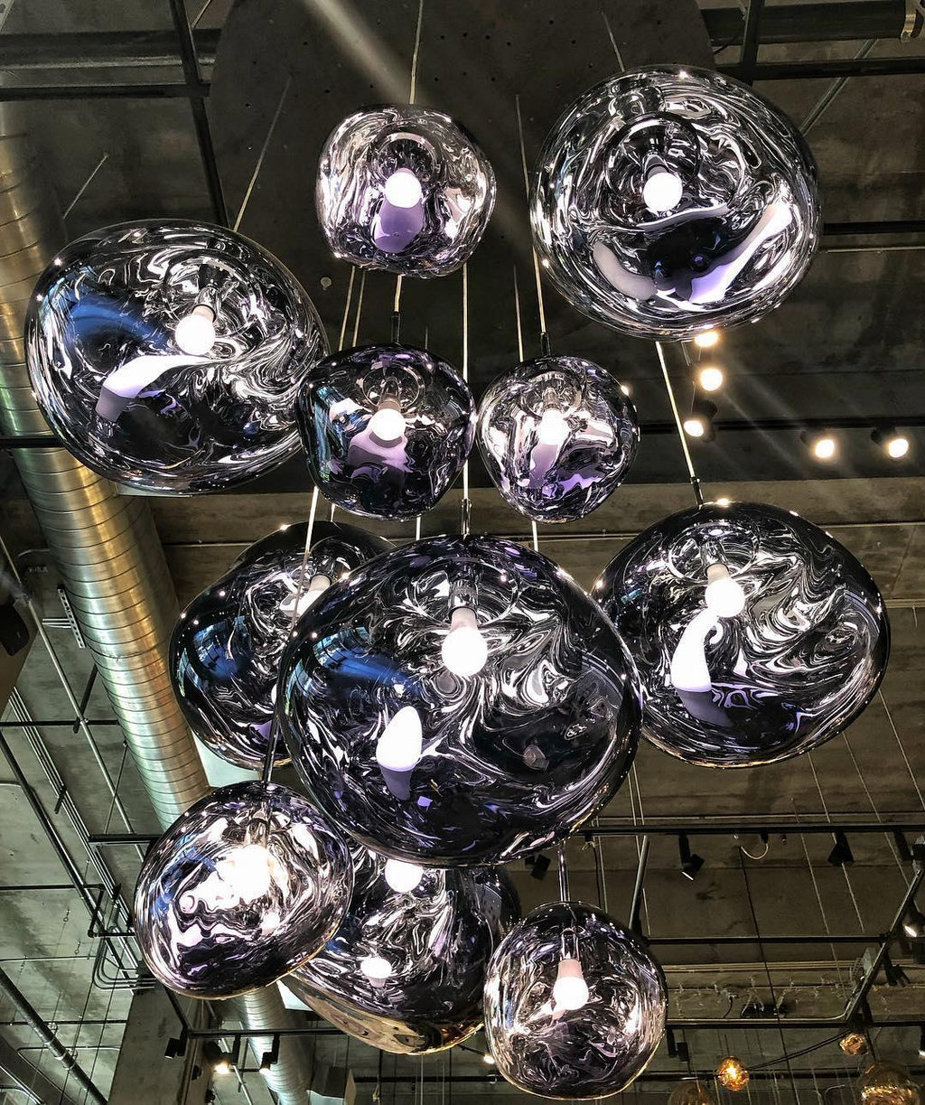 Modern Lava Crackle Glass Globe Pendant Light