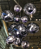 Modern Lava Crackle Glass Globe Pendant Light