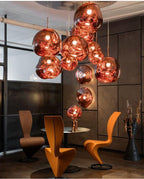 Modern Lava Crackle Glass Globe Pendant Light