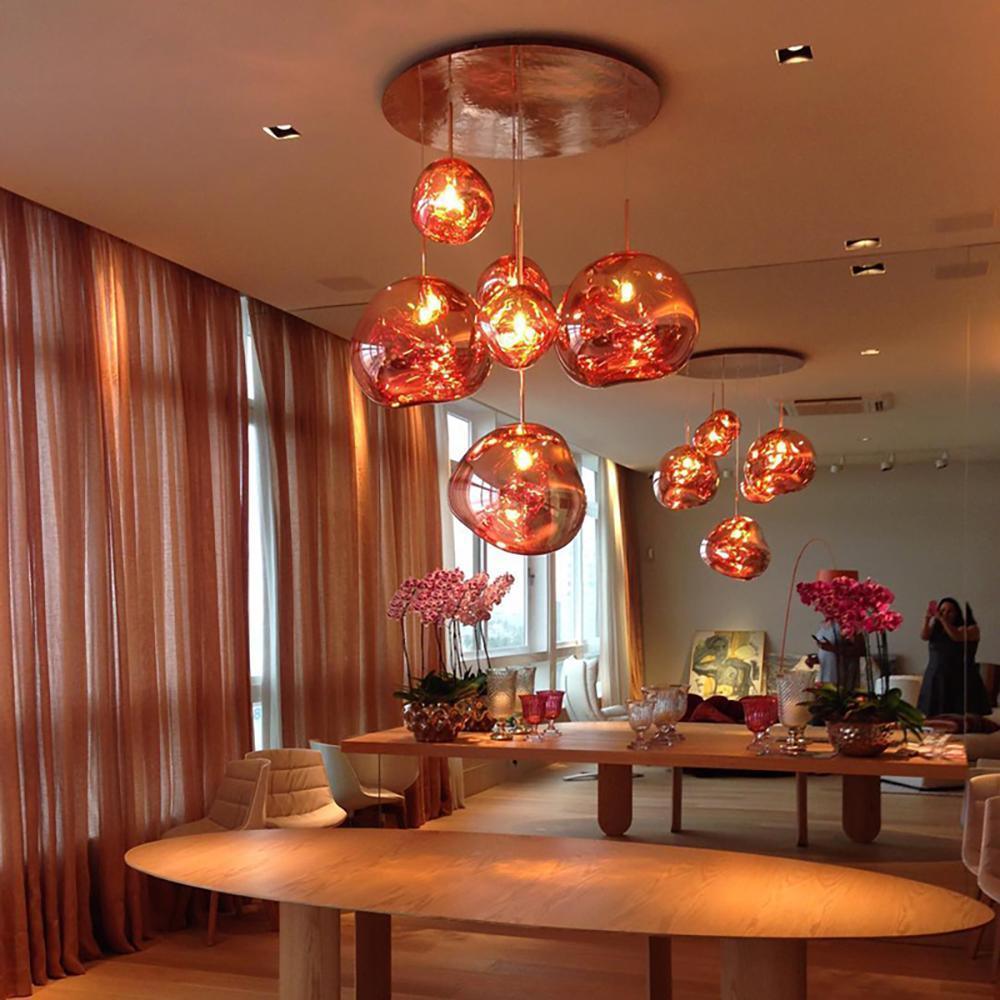 Modern Lava Crackle Glass Globe Pendant Light