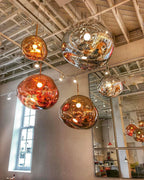 Modern Lava Crackle Glass Globe Pendant Light