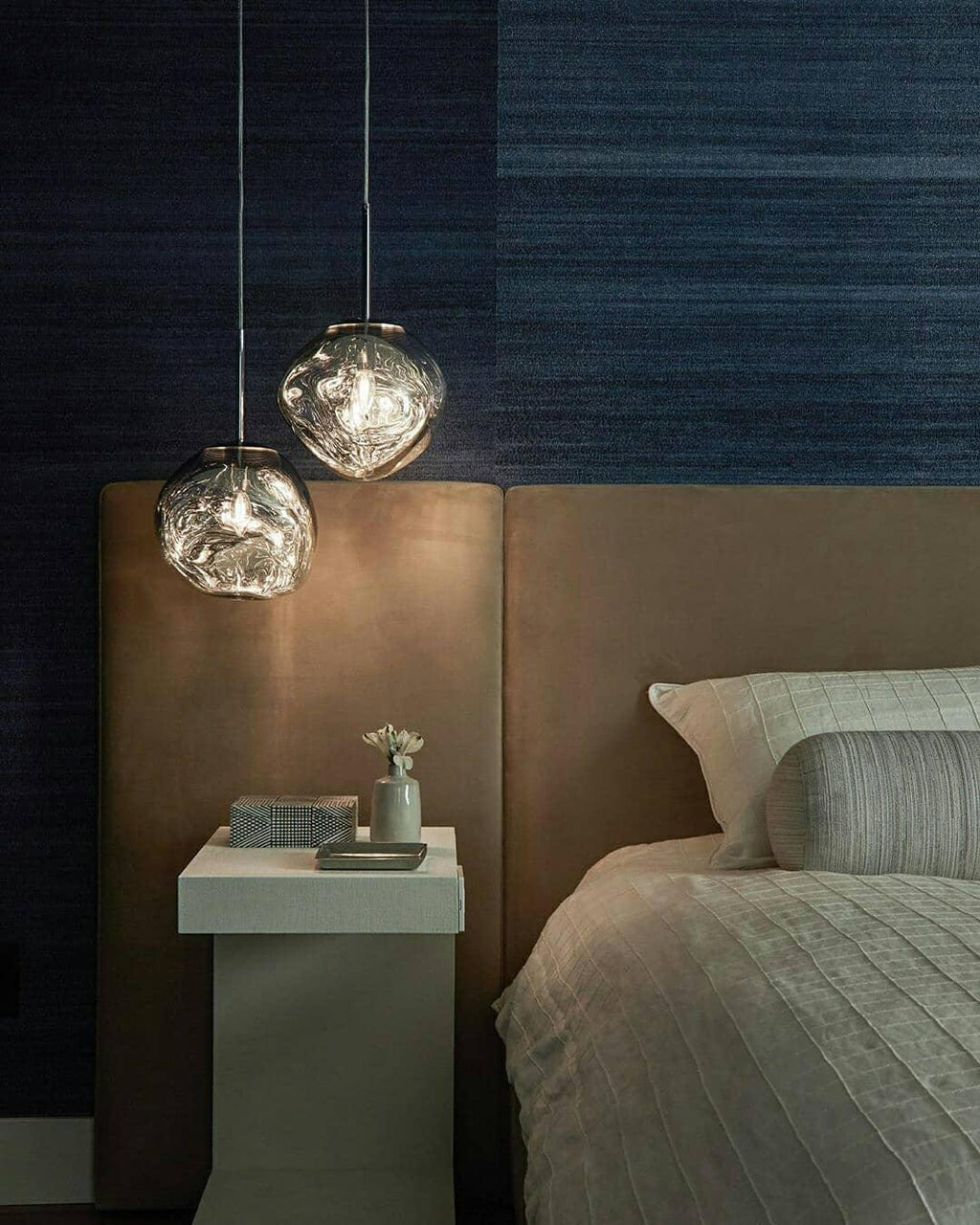 Modern Lava Crackle Glass Globe Pendant Light
