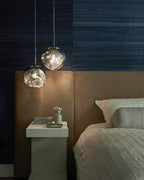 Modern Lava Crackle Glass Globe Pendant Light