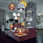 Modern Lava Crackle Glass Globe Pendant Light