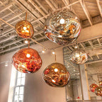 Modern Lava Crackle Glass Globe Pendant Light