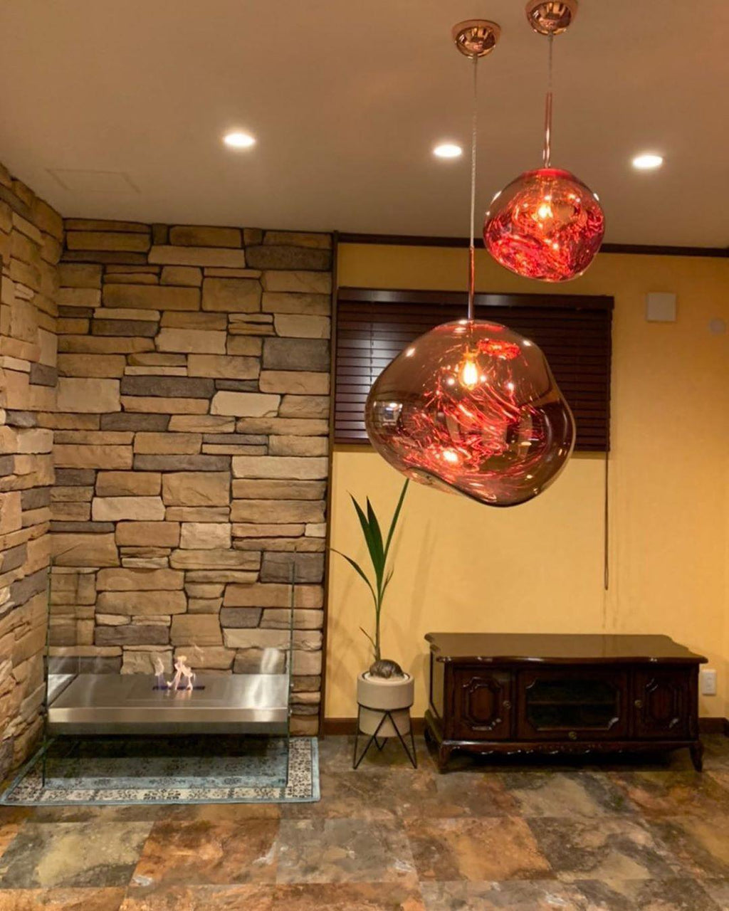 Modern Lava Crackle Glass Globe Pendant Light