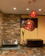 Modern Lava Crackle Glass Globe Pendant Light