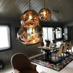 Modern Lava Crackle Glass Globe Pendant Light