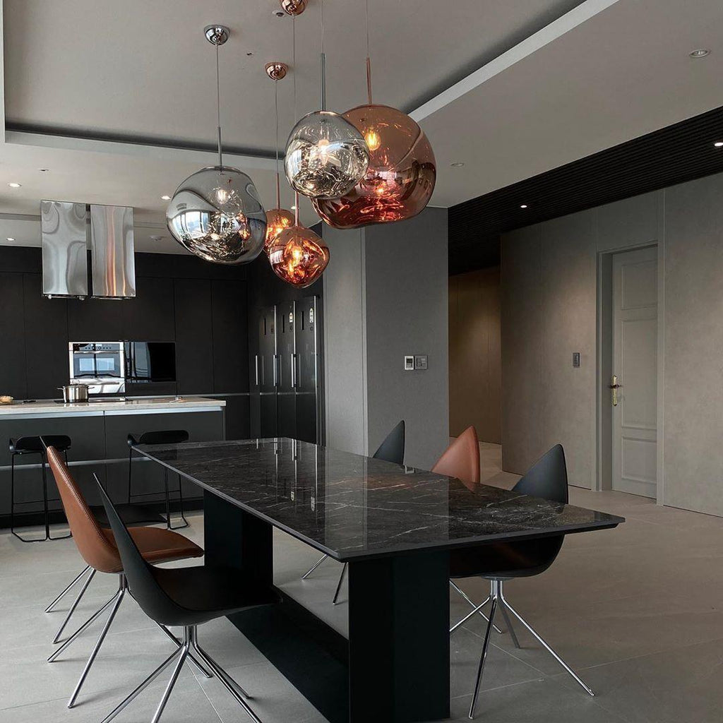 Modern Lava Crackle Glass Globe Pendant Light