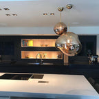 Modern Lava Crackle Glass Globe Pendant Light