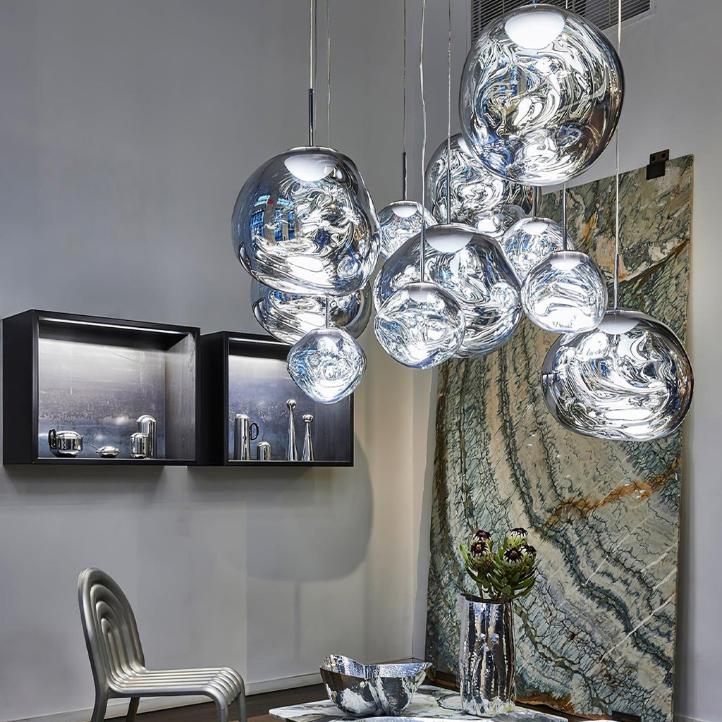 Modern Lava Crackle Glass Globe Pendant Light
