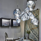Modern Lava Crackle Glass Globe Pendant Light