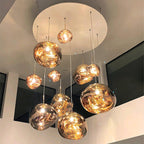 Modern Lava Crackle Glass Globe Pendant Light