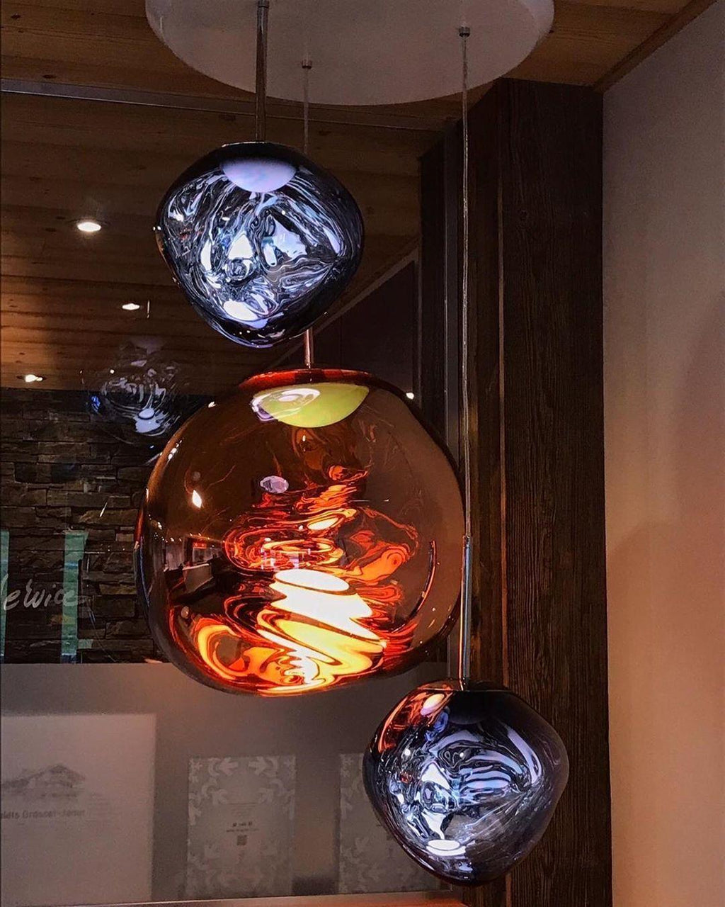 Modern Lava Crackle Glass Globe Pendant Light